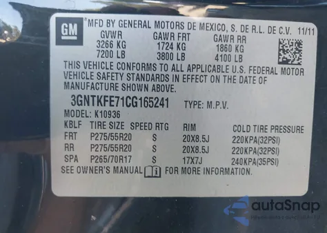 2012 Chevrolet Avalanche 1500 Lt1 from USA, damaged, VIN 3GNTKFE71CG165241